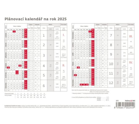 Kalendář Plánovací karta A5